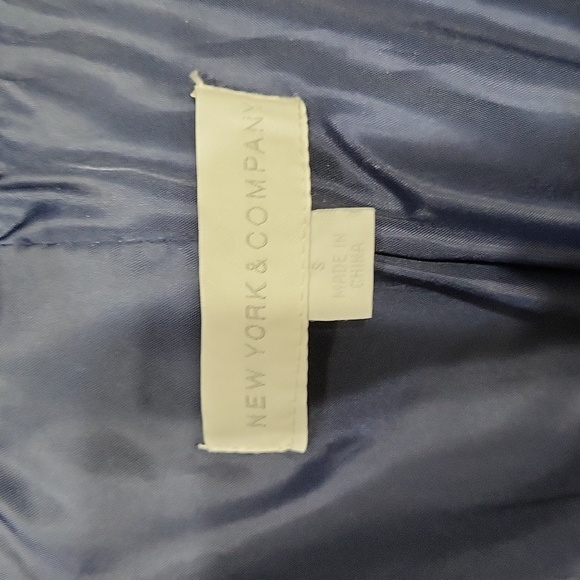 EUC New York Company women's navy blue belted wool blend pea coat wrapcoat layer - Picture 7 of 13